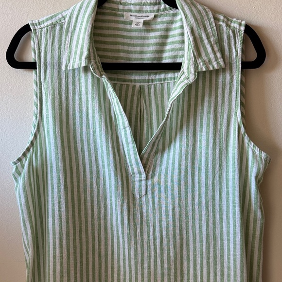 Beach lunch lounge Striped Sleeveless dress linen /cotton blend -made in India - Picture 2 of 9